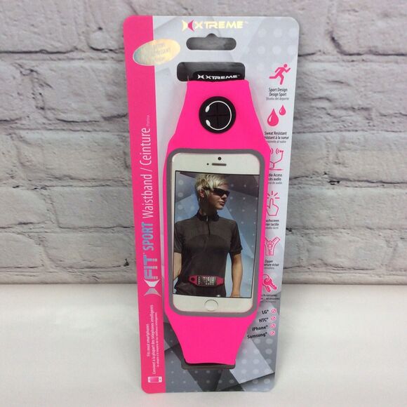 XTREME Fit Sport Pink Reflective Touch Screen Phone Holder Adjustable Waistband - Picture 3 of 5